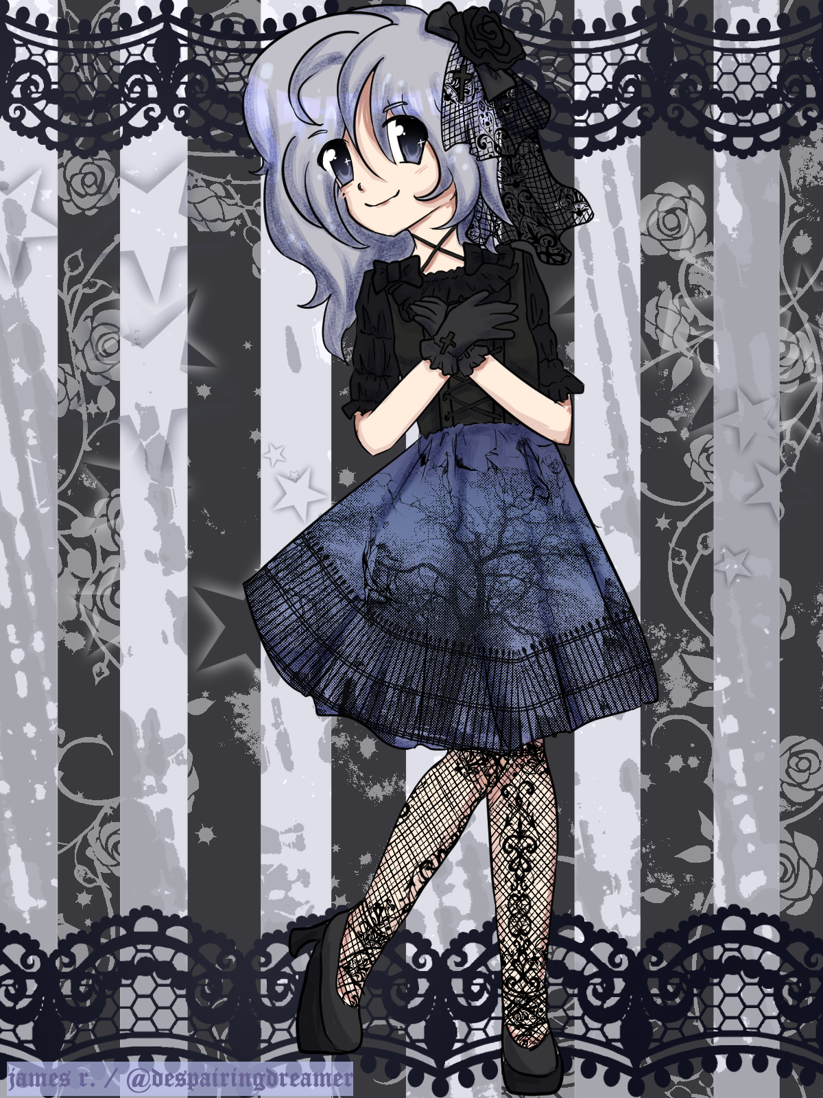 a girl in gothic lolita fashion